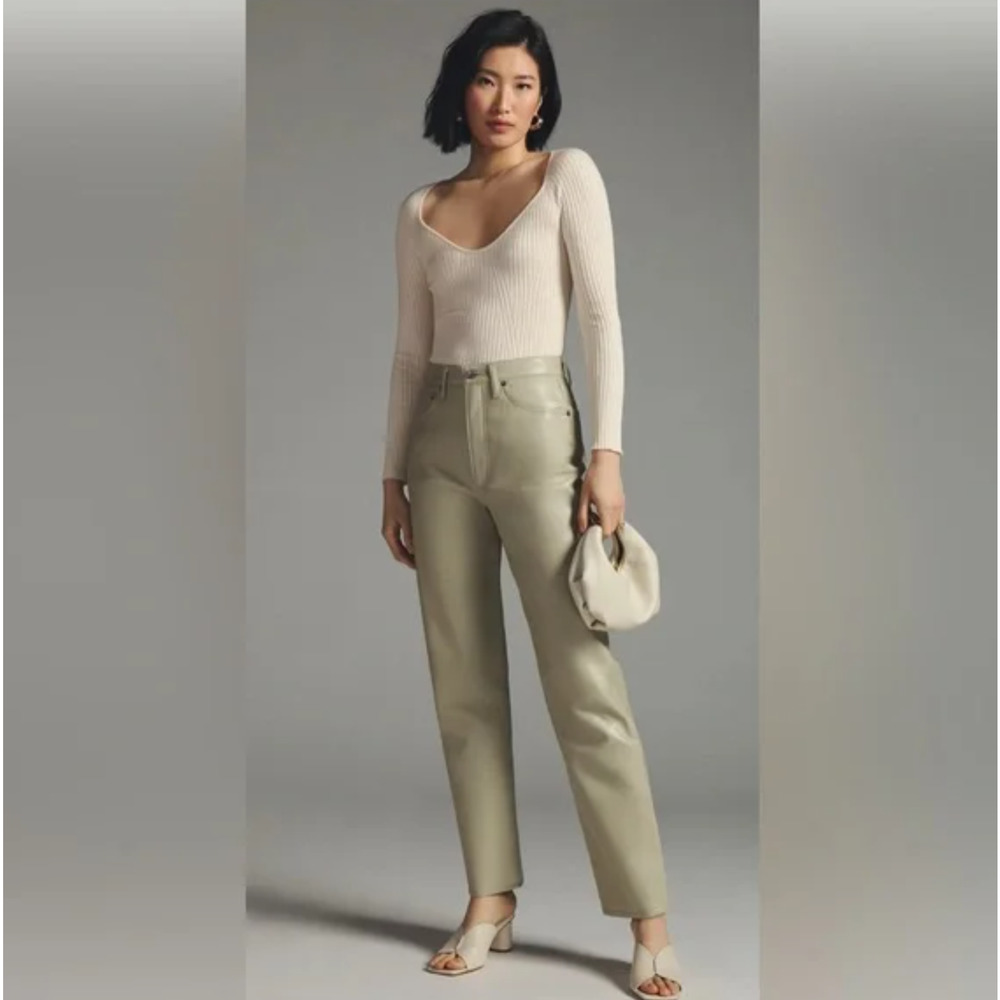 AGOLDE '90s Pinch Waist White Leather Pants - New 30 Waist